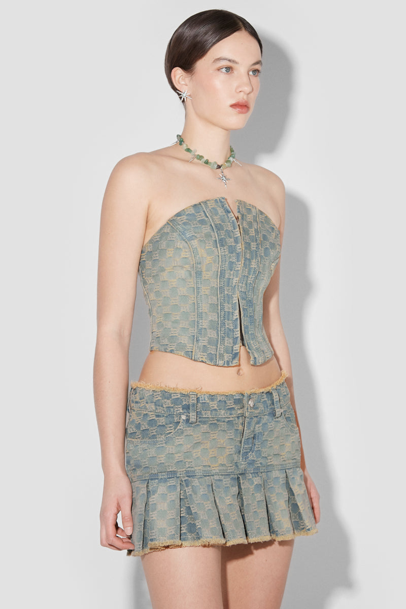 Jacquard Denim Monogram Corset