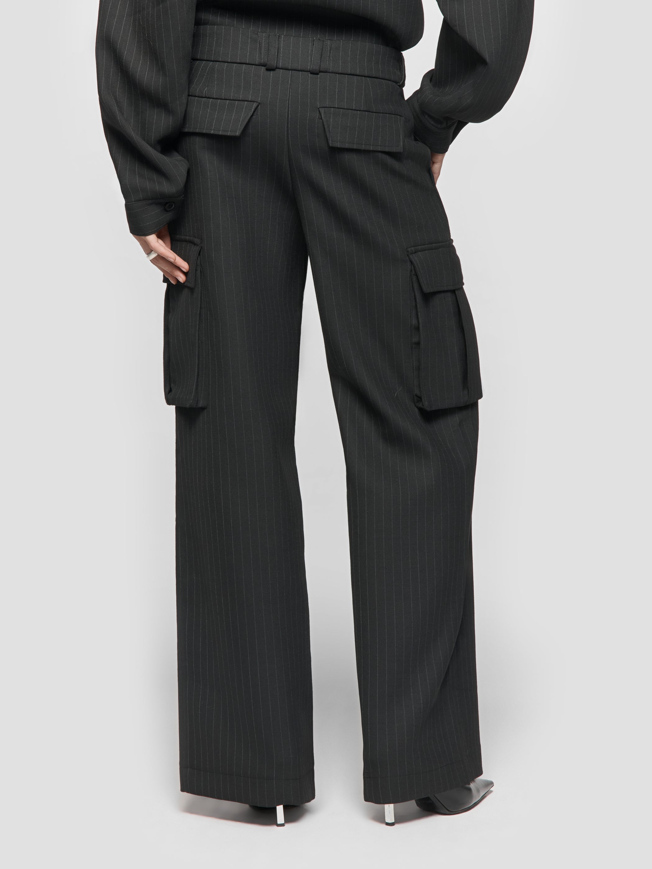 Pinstripe Wide Leg Trousers