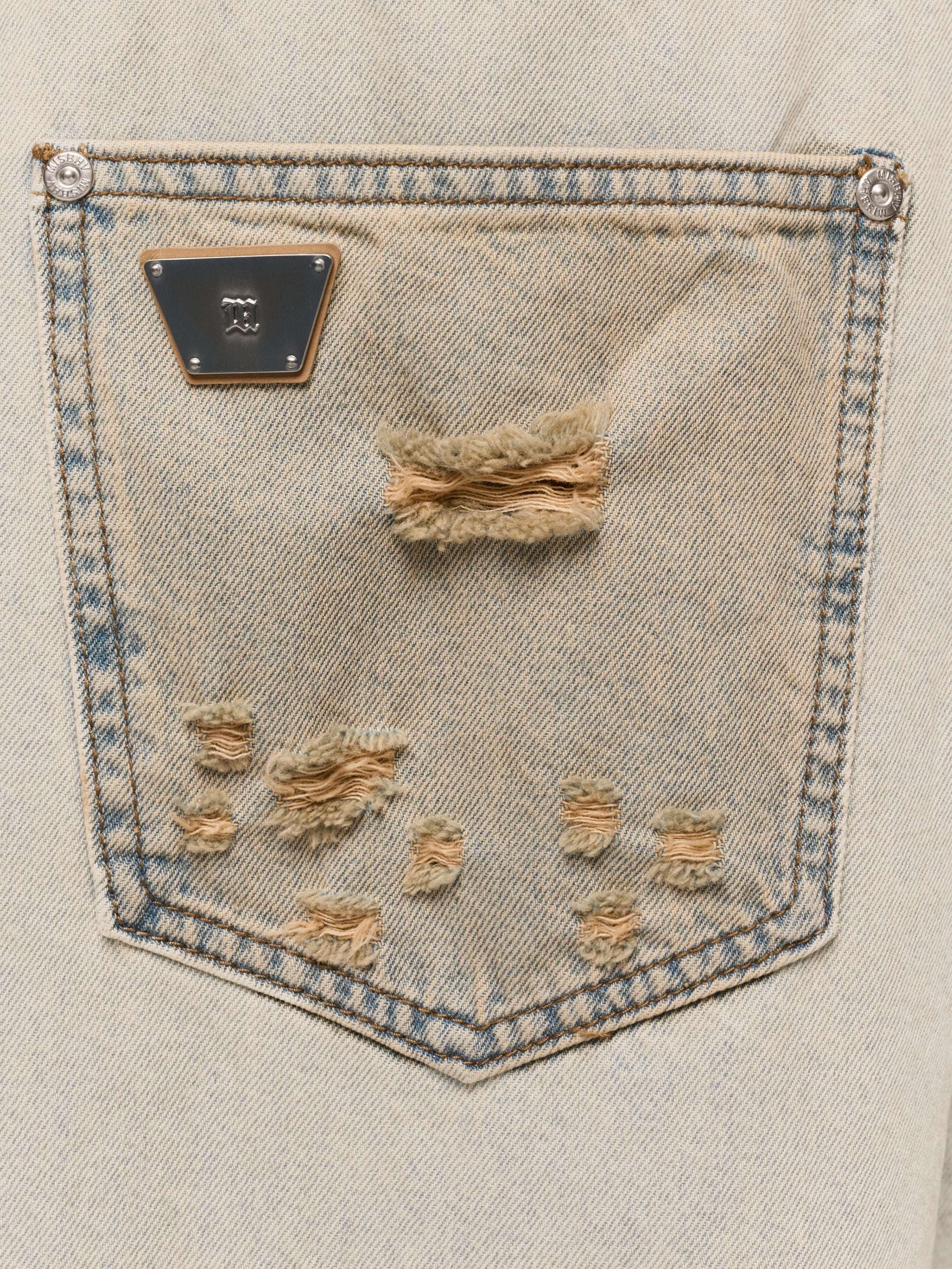Sand Washed Balloon Denim Trousers Unisex