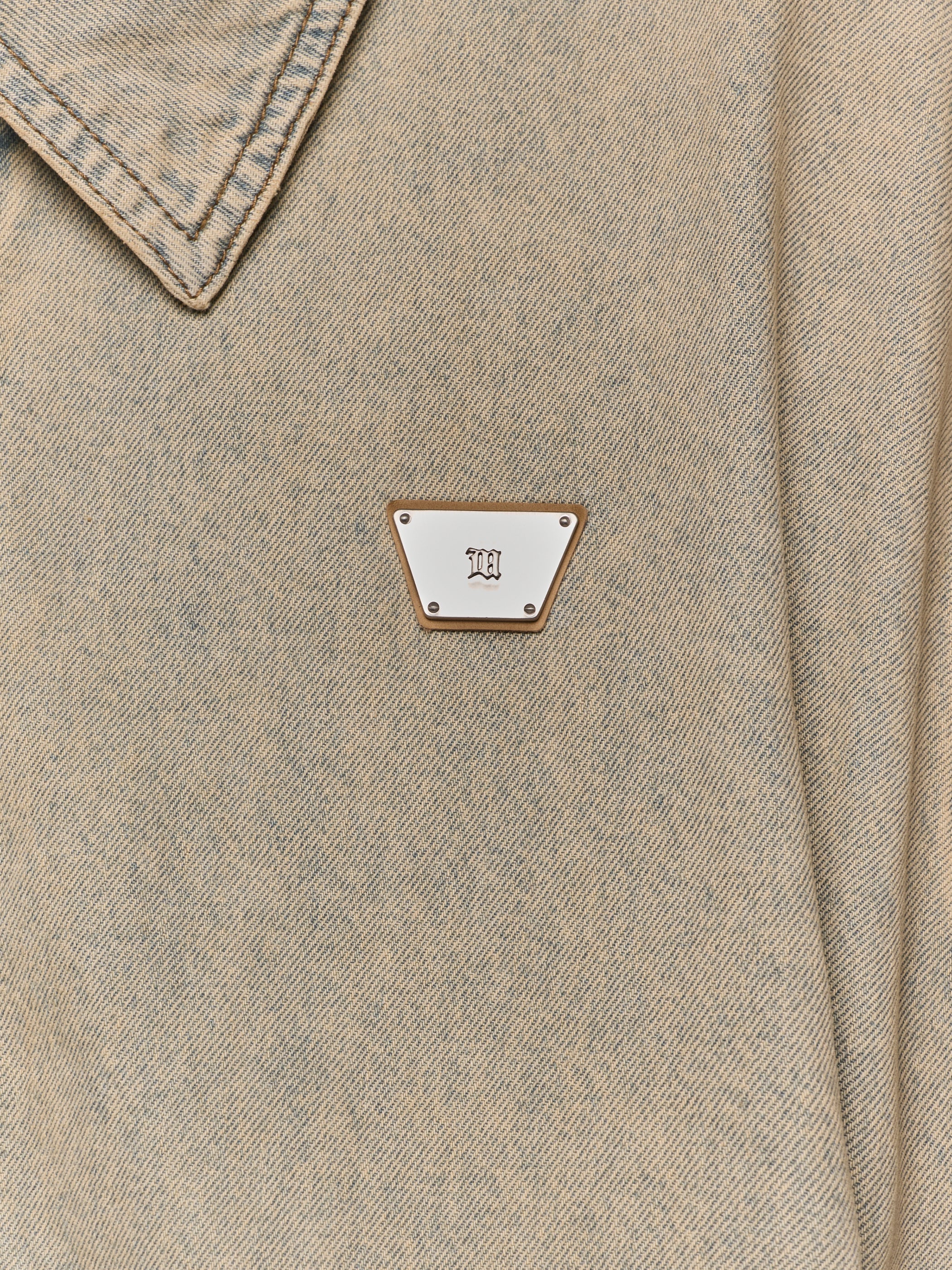 Sand Washed Bomber Denim Jacket Unisex