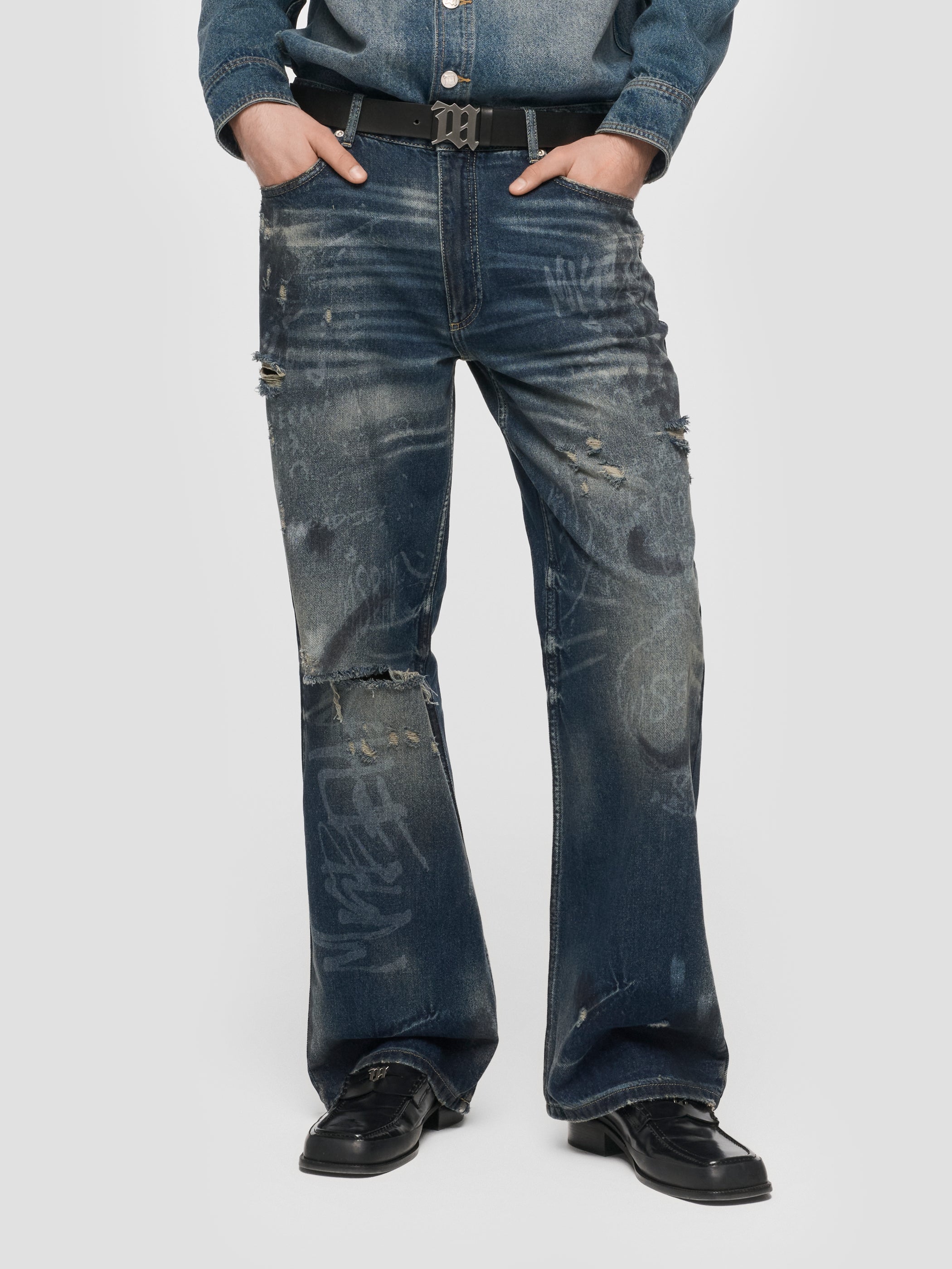 Laser Tagged Denim Trousers Unisex