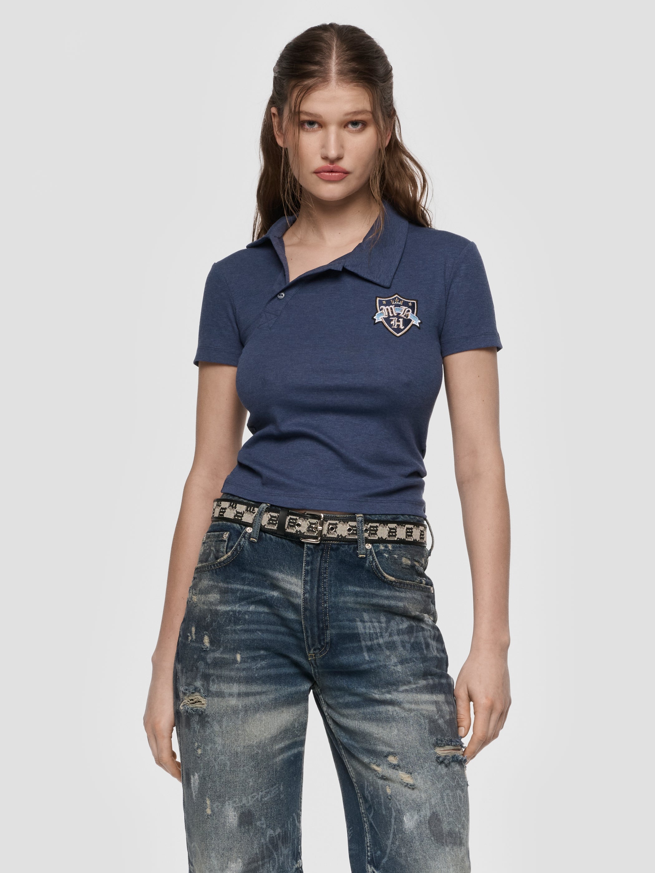Crest Polo Top
