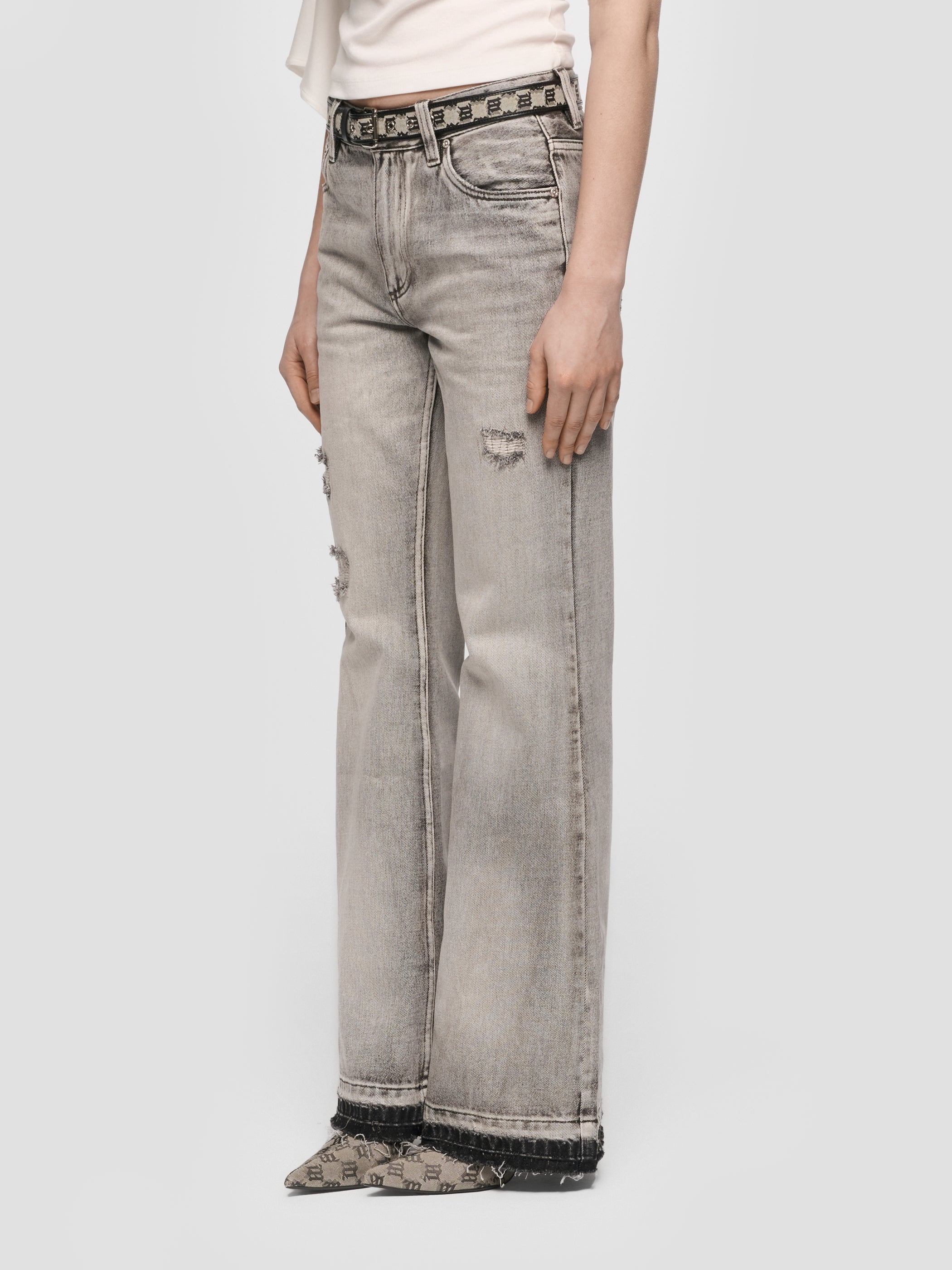 Charcoal Bootcut Denim Trousers